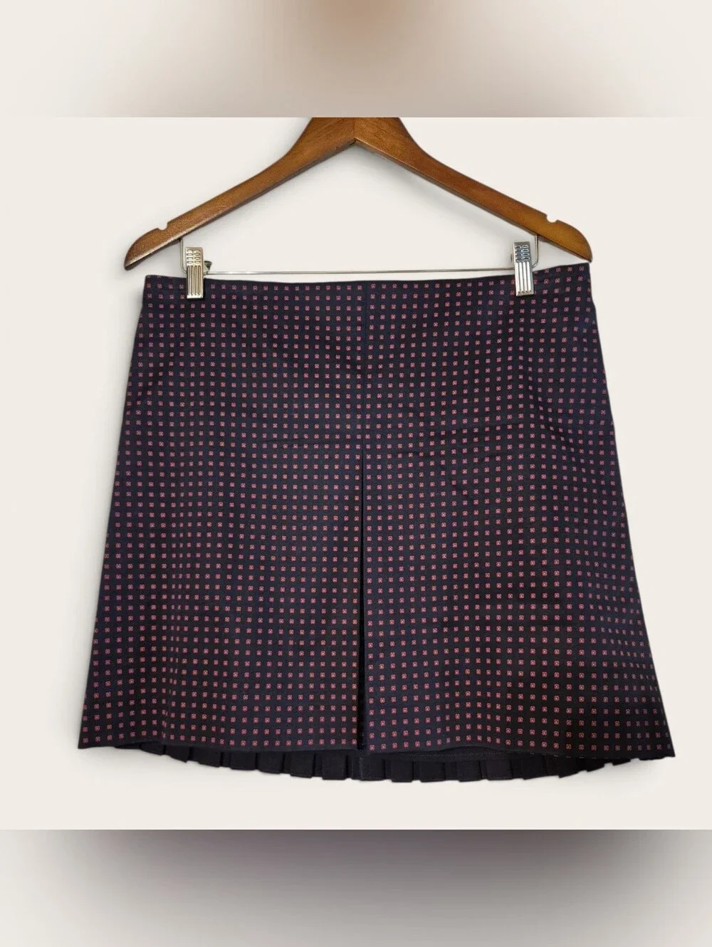 Tory Burch NWT Klarissa Pleated Navy / Daisy Dots Mini Skirt 10